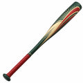 Bate de béisbol verde y rojo con diseño abstracto