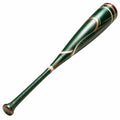 Bate de béisbol ergonómico verde con acabados metálicos