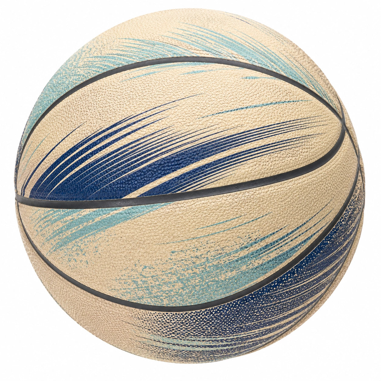 Balón de Baloncesto Beige y Azul para Interior y Exterior