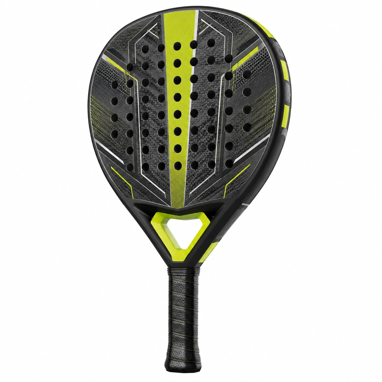 Pala de Pádel Negro y Amarillo con Perforaciones