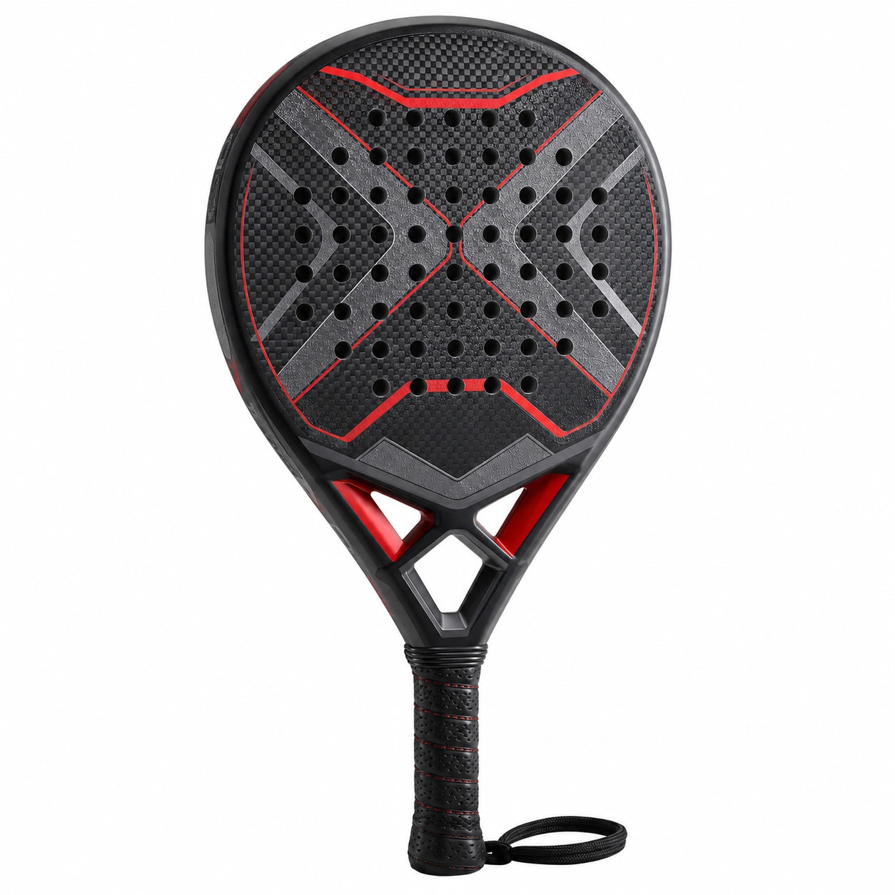 Pala de Pádel Negra y Roja de Alto Rendimiento