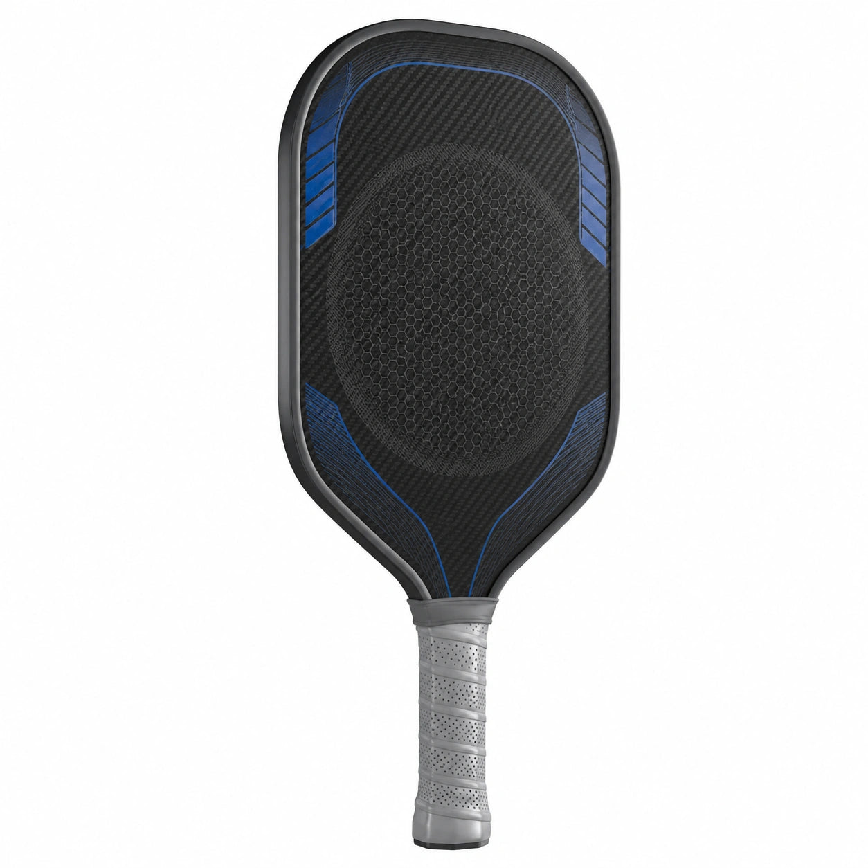 Pala de Pickleball Negro y Azul con Mango Ergonómico