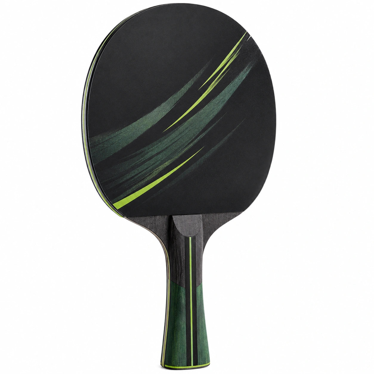 Pala de Ping Pong Negra y Verde de Competición