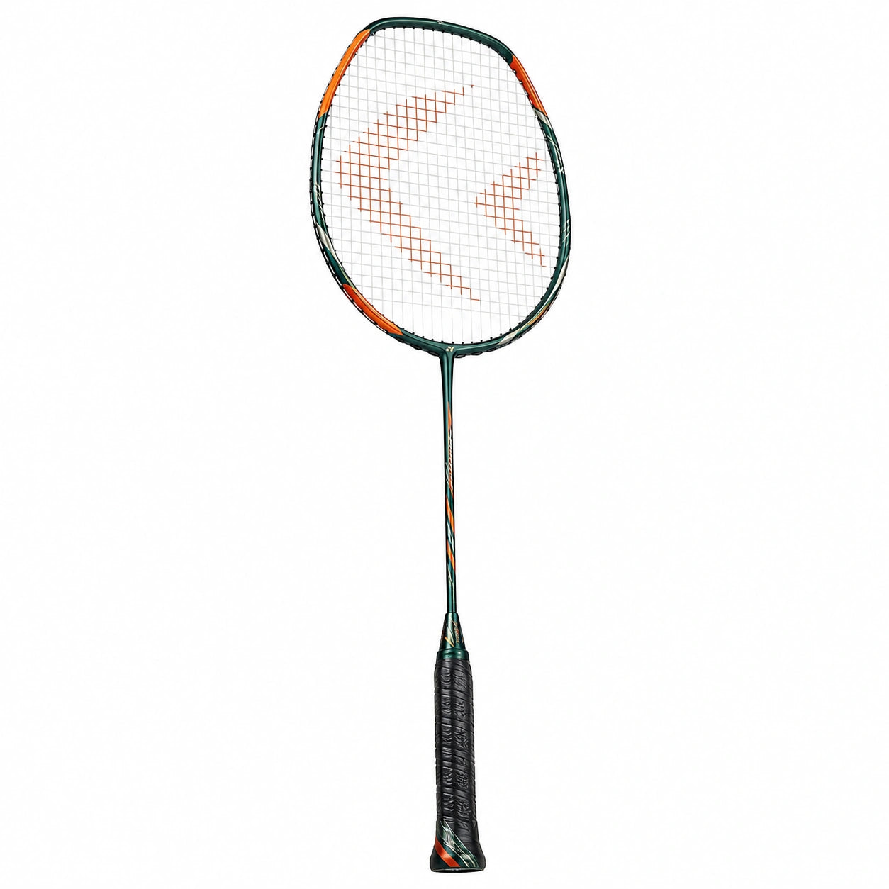 Raqueta de bádminton ligera verde y naranja